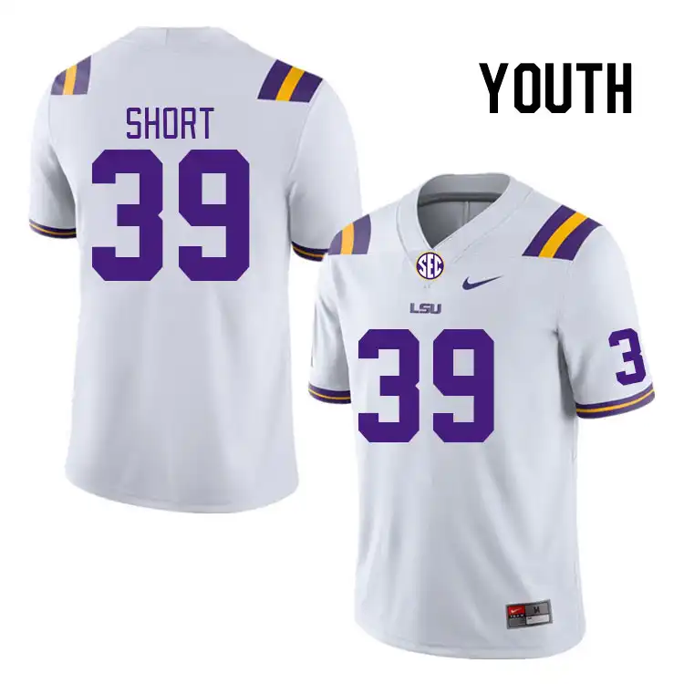 Youth LSU Tigers Tyson Short #39 White NCAA Football Jersey